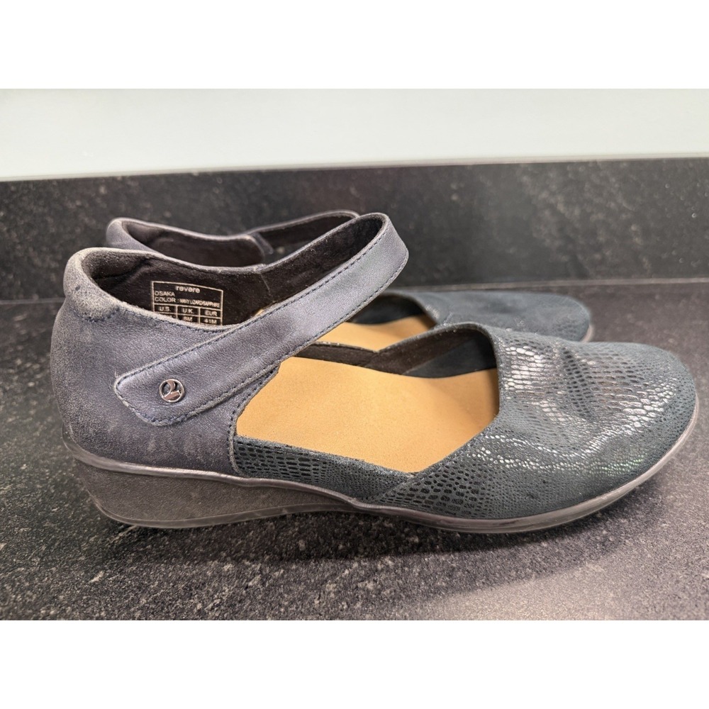 Revere Osaka Mary Jane Shoes Womens 10 (EUR 41) Navy Lizard Leather Comfort - Picture 3 of 9